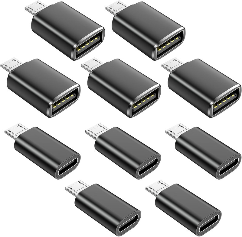 10 Pack USB C to Micro USB Adapter & USB to Micro USB Adapter | 3A Fast Charging