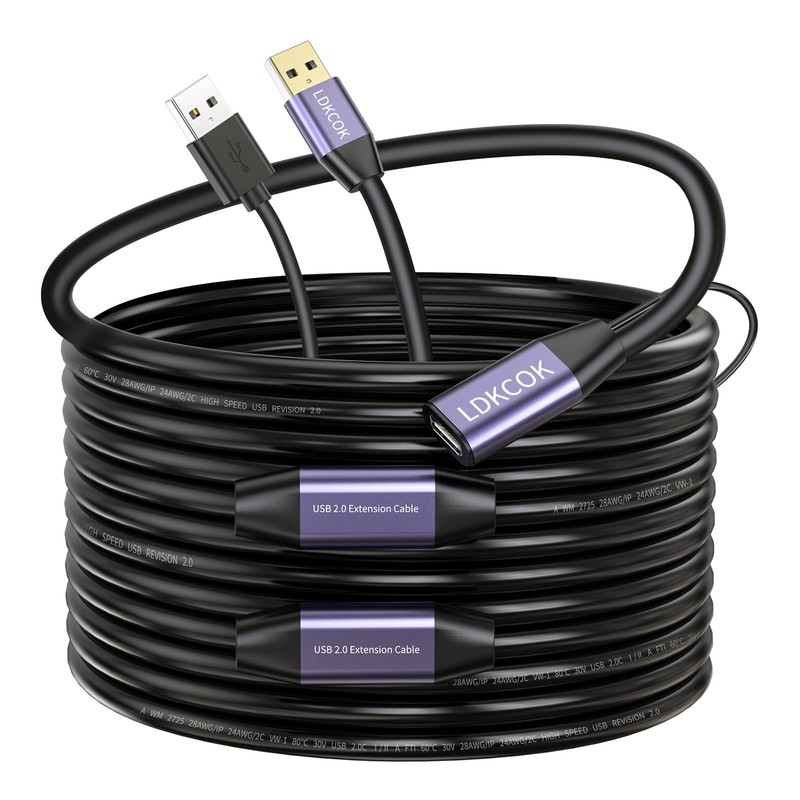 LDKCOK USB 2.0 Type A Male to A Female Active Repeater Extension Cable 100ft, Hi
