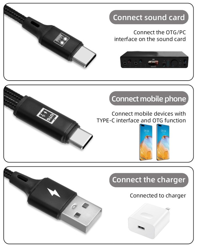 USB C OTG Sound Card Cable, 2 in 1 Type C Sound Card Audio Cable for Live Str... gallery