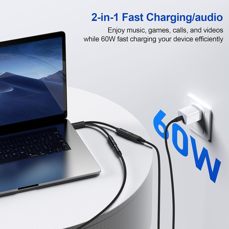 USB C to 3.5Mm Headphone and Charger Adapter Compatible with Galaxy S24 S23 FE gallery