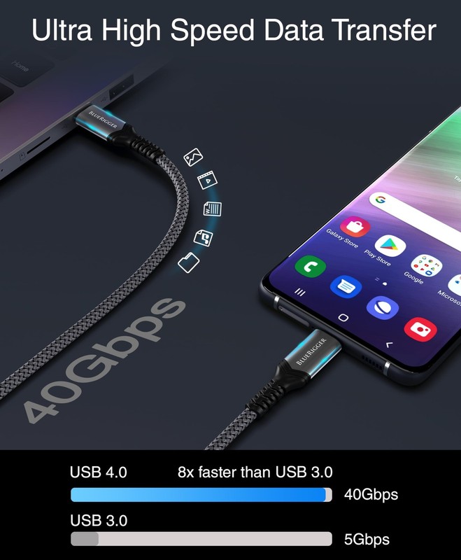 USB C Cable 3FT - (240W PD, USB 4.0, Type C Cable, 48V 5A Fast Charging, 40 G... gallery
