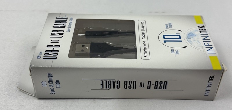 Infinitek 10ft USB-C To USB Cable Sync & Charging Black 810016094128. New gallery