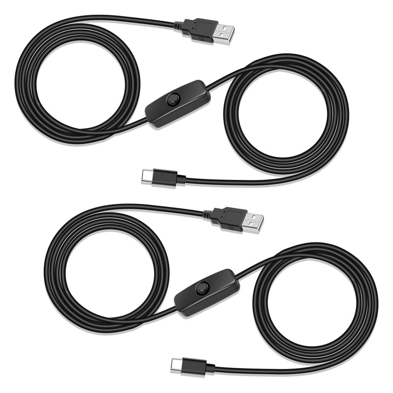 2 PCS 5V USB Type C Switch Extension Cable 6.6ft Male Power Charging Cord