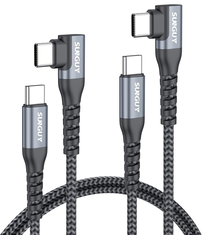 Right Angle USB to USB Cable 3FT 2Pack 60W Fast Charging USBC Cable Braided D...