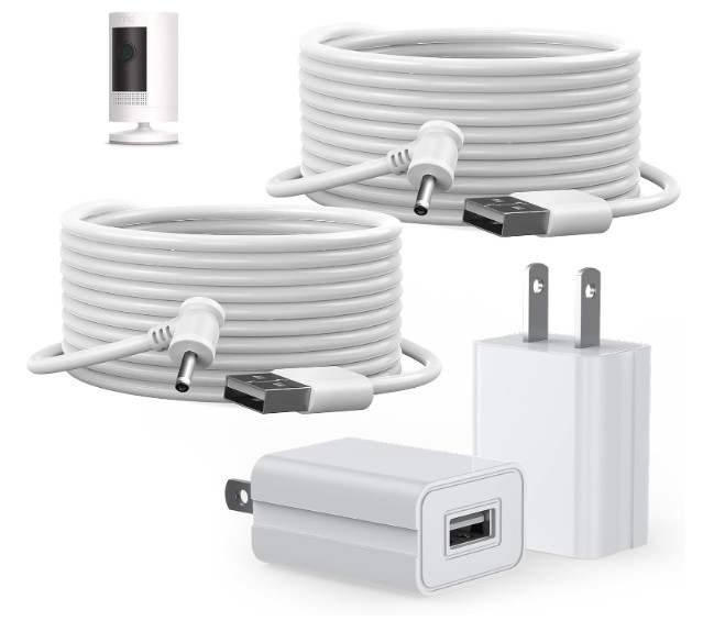 2 Pack 16Ft/5M Charge Cable for Ring Stick up Cam Battery/Plug-In 3Rd Gen/2Nd Ge