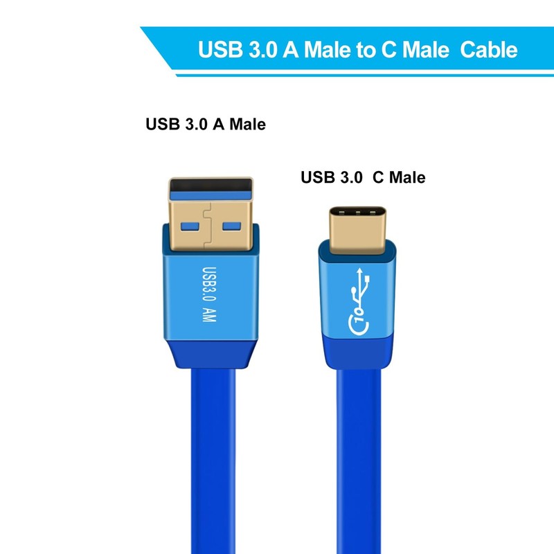 USB to Type C 10Gbps Flat Charger Data Transfer Cable 60W 30V 3A 1m 3ft gallery
