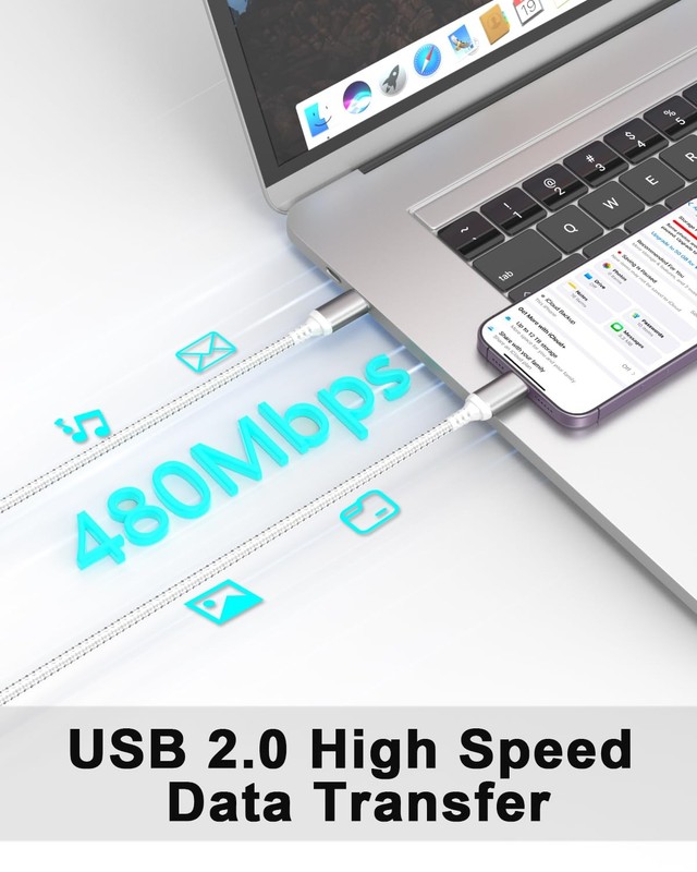 2ft USB to Lightning Cable (2-Pack) MFi Certified, Short iPhone Charger Cord ... gallery
