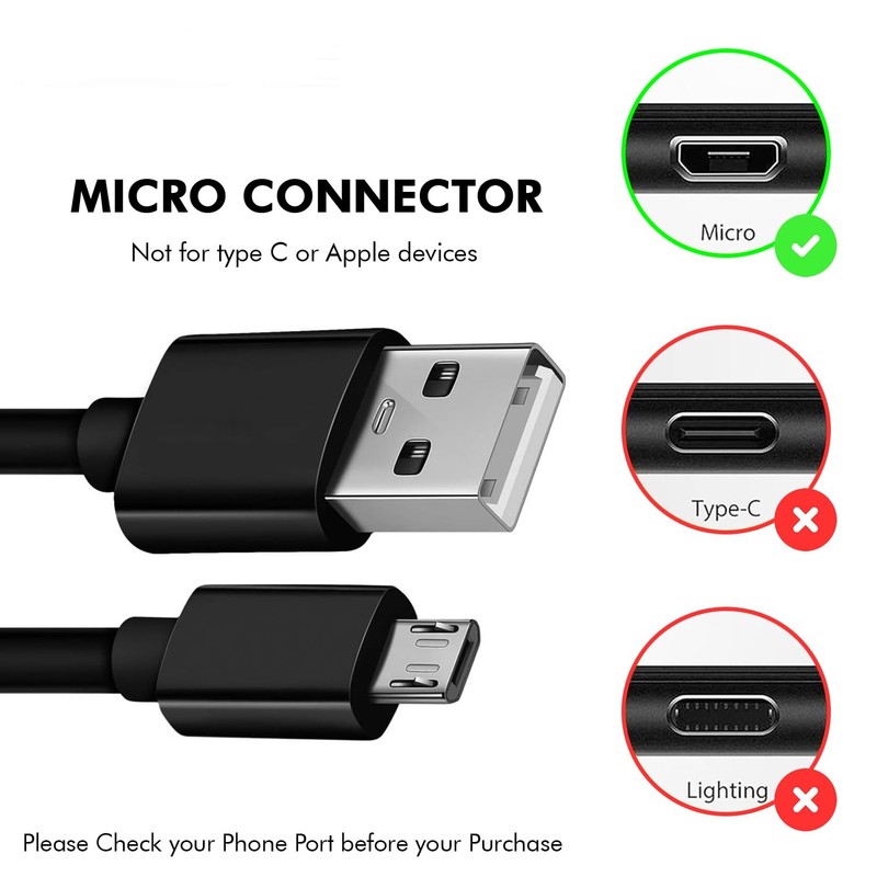 2 Pack Fast Charging Micro USB Cable Data Sync Android Cord Tablet 15 FT gallery