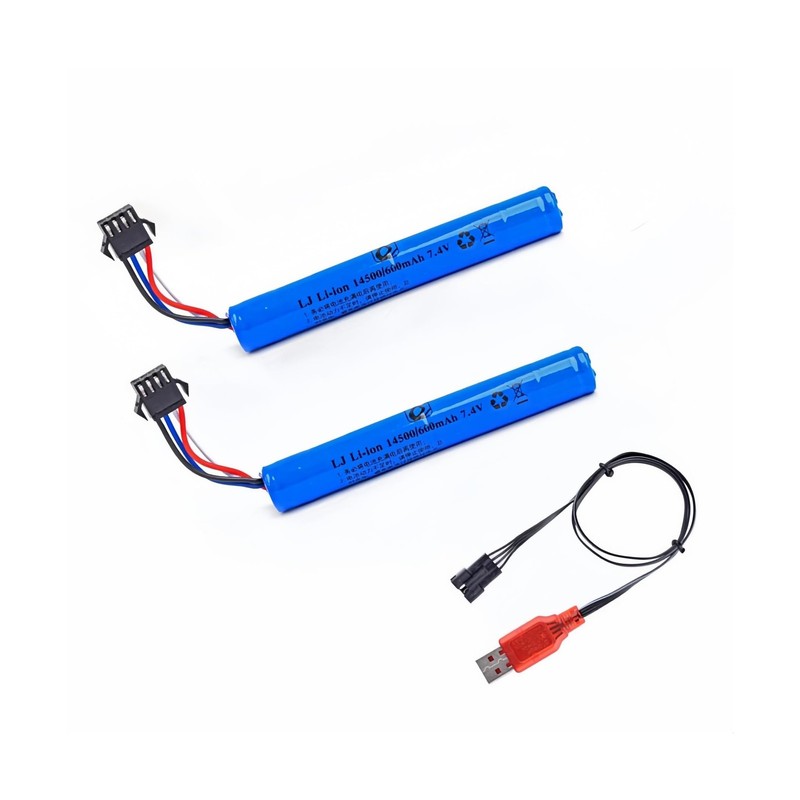 7.4V 600mAh 1450cell Li-ion Battery with SM-4P Plug and USB Cha... USA FAST SHIP