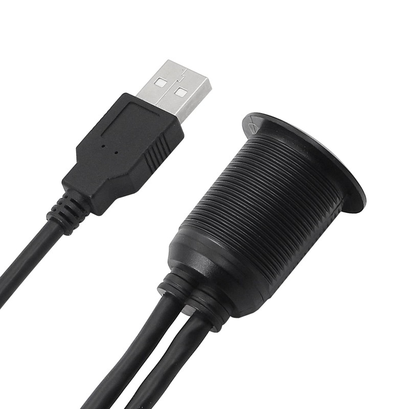 Dual Port USB 2.0 Male To Female AUX Flush Mount Car Extension Cable 3.3 Ft gallery