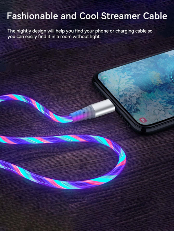 LED Light Up USB C Cable Fast Charging Cord For iPhone 15 16 17 Samsung Android gallery