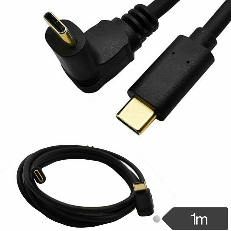 1x USB Type C Cable 90° to 3.1 C Male to Male Adapter Fast Charge Charging 3A 1m