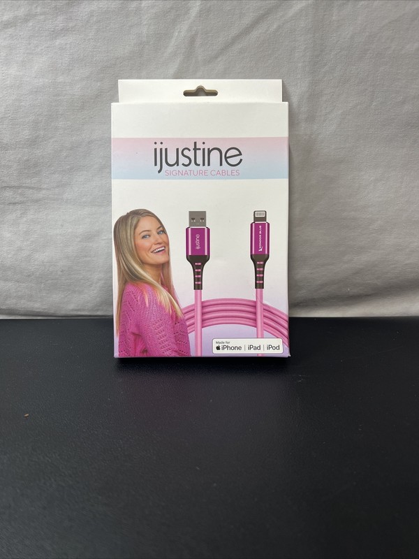 ijustine X Kondor Blue 3.3’ USB-A To Apple Phone Cable (Pink) NIB