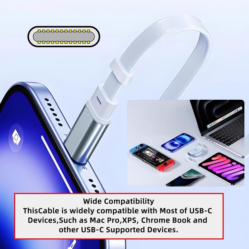 Retractable Stretch Coiled USB-C Cable 480Mbps 240W for Laptop Phone Tablet T... gallery