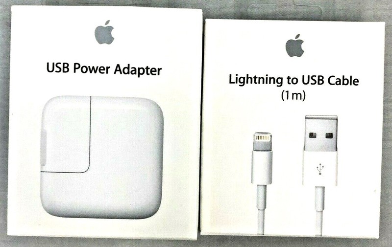APPLE 12W USB Power Adapter MD836LL/A & 1m Lighting to USB Cable MD818ZM/A
