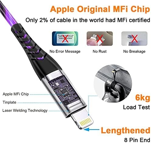 LED iPhone Charger Cord Light Up Lightning Cable | MFi Certified Apple Charge... gallery