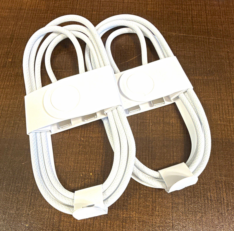 2x Apple USB-C to USB-C Braided Nylon Charging Cable, White 1m (MQKJ3AM/A)