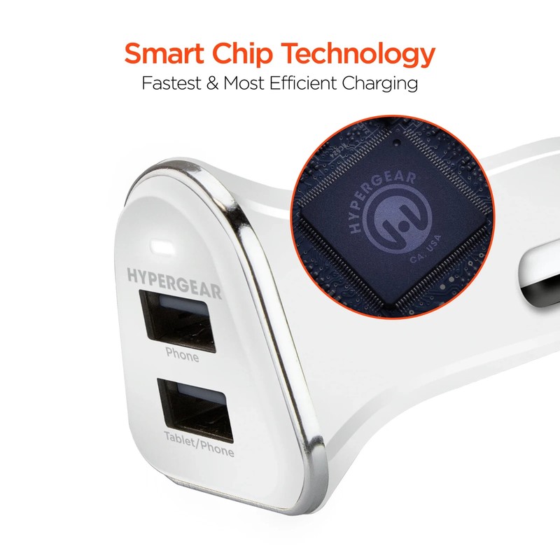HyperGear Dual USB Car Charger 12W USB + 5W USB 3.4A Smart Chip Technology NEW gallery