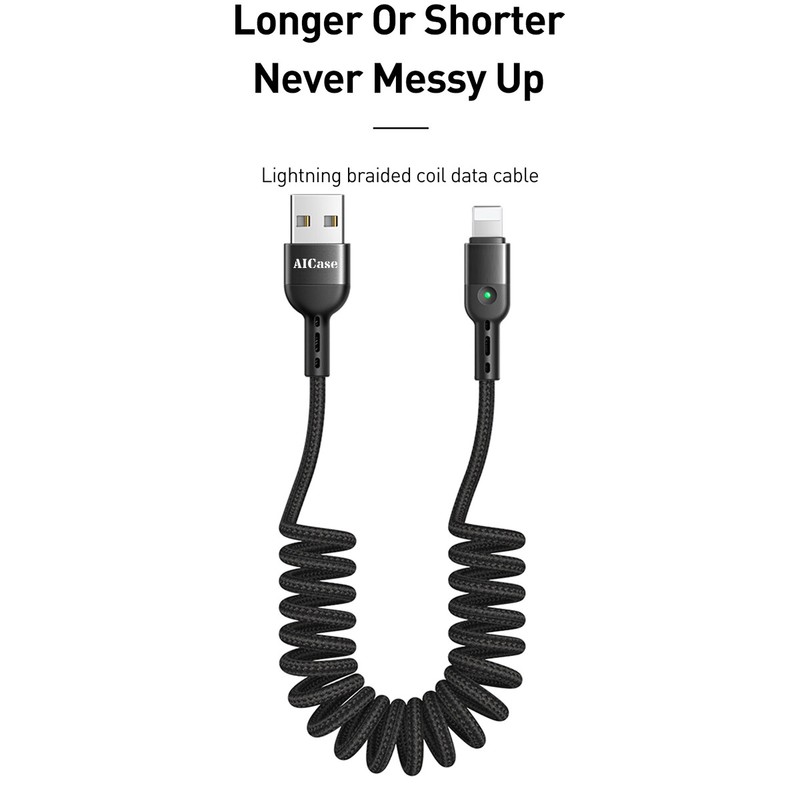 Coiled Charging USB Cable Fast Charger Cord for iPhone 14 13 12 11 Pro Max XR 8 gallery