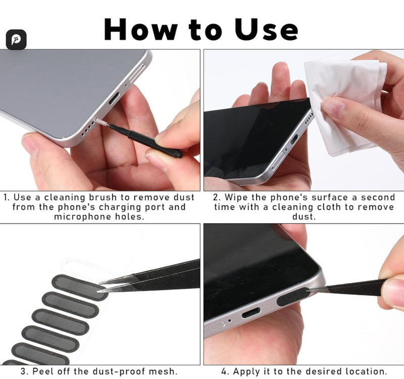10 PCS Phone Charge Port Cleaning Tool Kit with 40 PCS Phone Speaker Cover Anti gallery