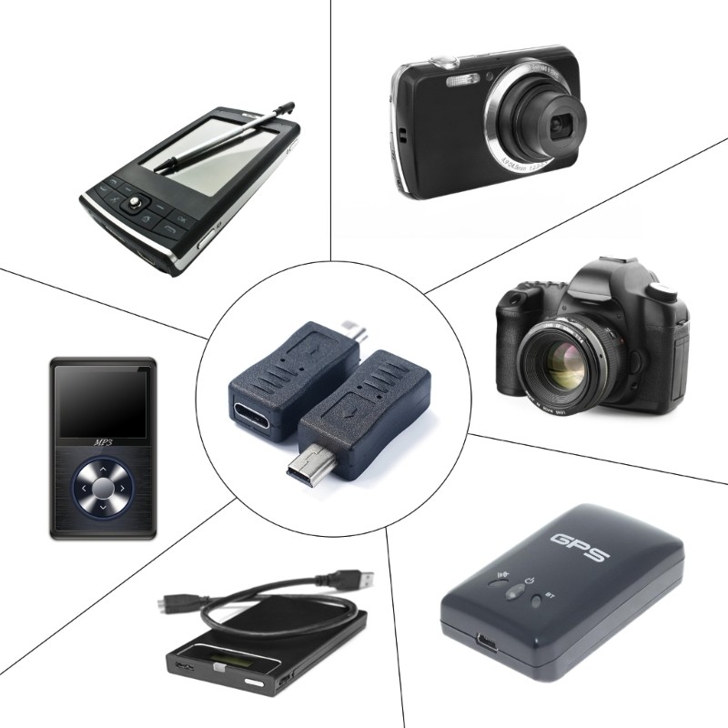 Portable Type-C to Mini USB Adapter for Digital Camera MP3 Player