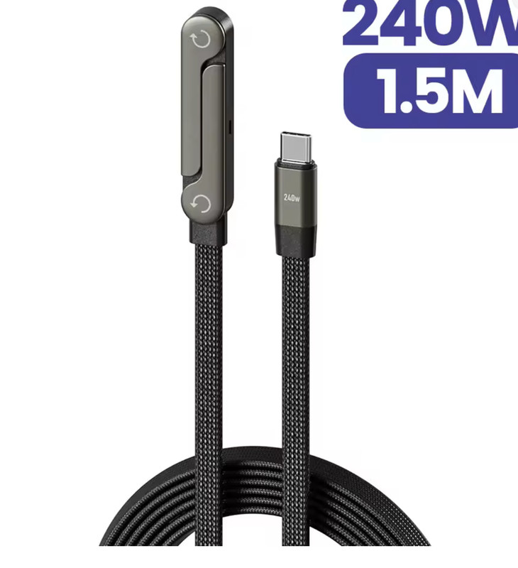 1.5M 2-in-1 240w Built In Phone Stand Charging Cable USB C To USB C Quick Charge