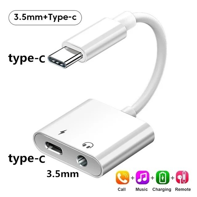 2 in 1 Charger and Headphone USB Type C to 3.5mm Aux Audio Cable Cord Adapter