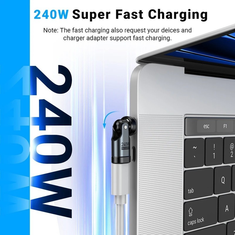 AUFU PD240W USB C to USB C OTG Adapter 540° Rotating 5A Fast Charging gallery