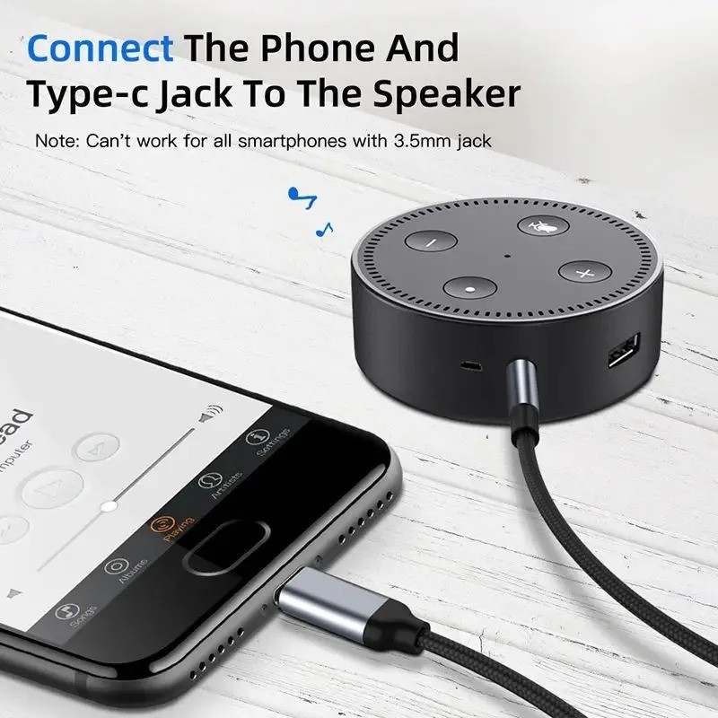 Type-C to 1m AUX Cable – USB-C to Audio Jack Adapter for Car & Headphones gallery