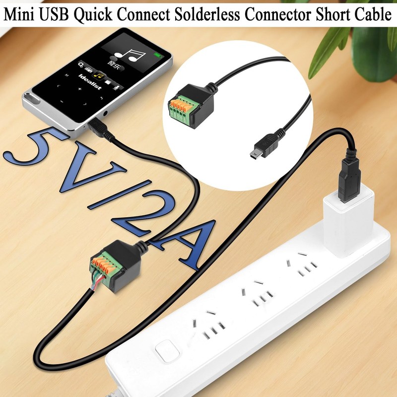 Mini USB Quick Connect Solderless Connector Short Cable Mini USB Male to 5 Pi... gallery