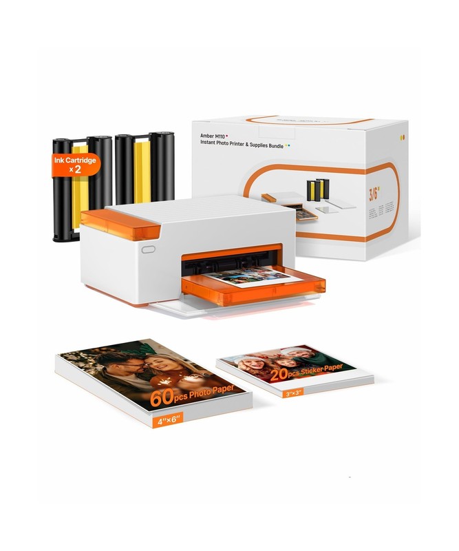 Liene Amber M110 Bluetooth Photo Printer 80 Sheets, Portable Photo Printer fo...