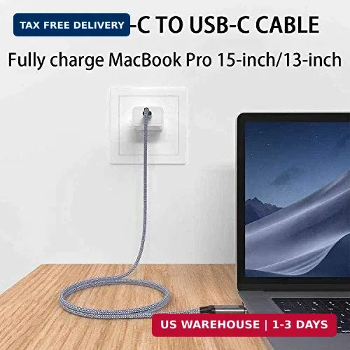 15FT USB C to USB C Cable 100W Type C Fast Charging Long Braided Charger Cord gallery