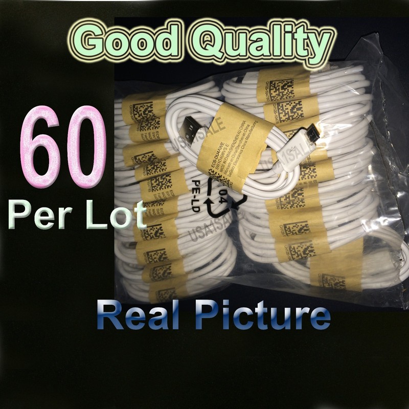 lot 60 X White Micro USB Sync Data Charger Cable for Samsung Galaxy S4 S3 S2