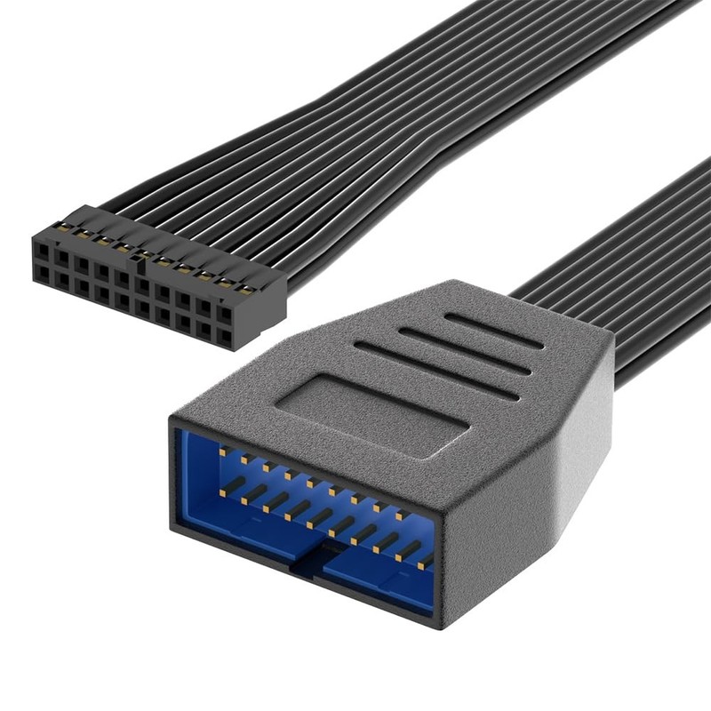 2 PCS Motherboard USB 3.0 Header Extension Cable 19Pin 20 Pin 6 Inch Wire gallery