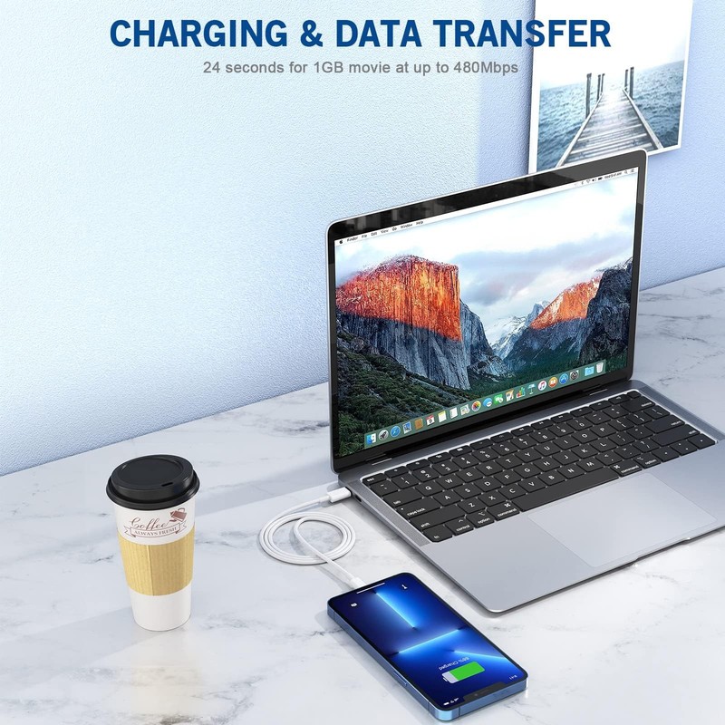 iPhone Fast Charger Apple MFi Certified 20W USB Type C to L 3ft Cable White gallery