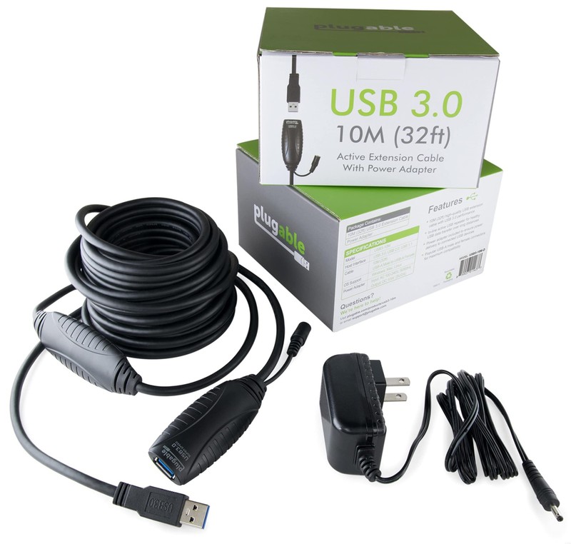 10 Meter (32 Foot) USB 3.0 Active Extension Cable with AC Power Adapter, Back... gallery