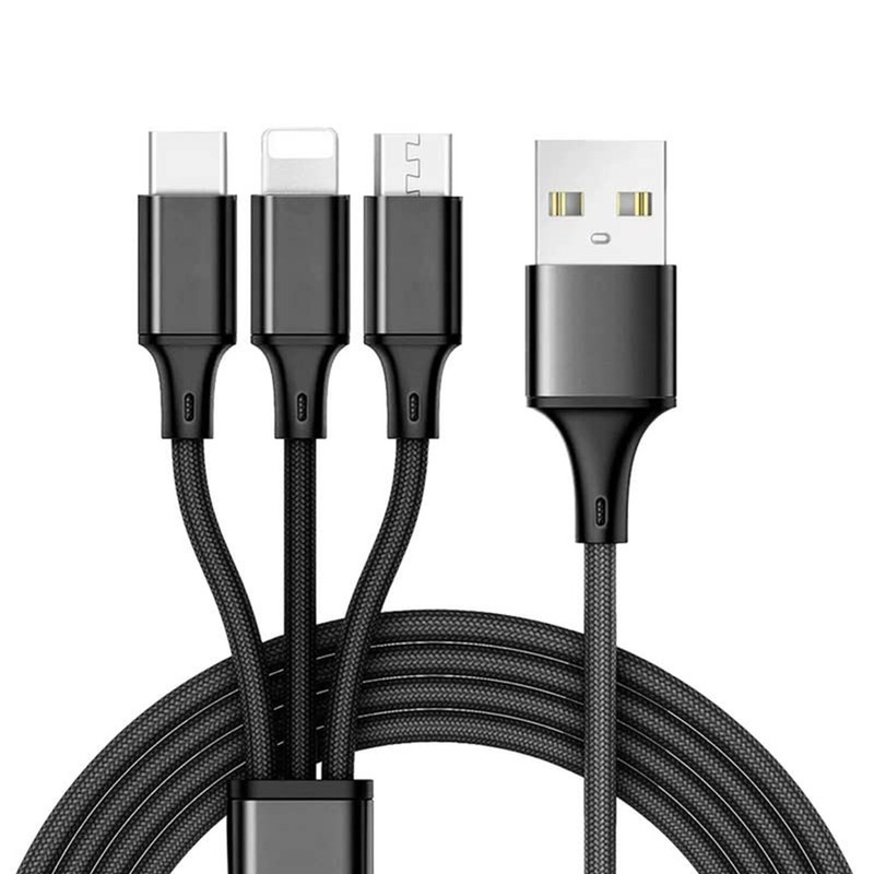 For Galaxy A13/A14/A15 Power Cord 3-in-1 USB Cable Charging Wire USB-C Sync