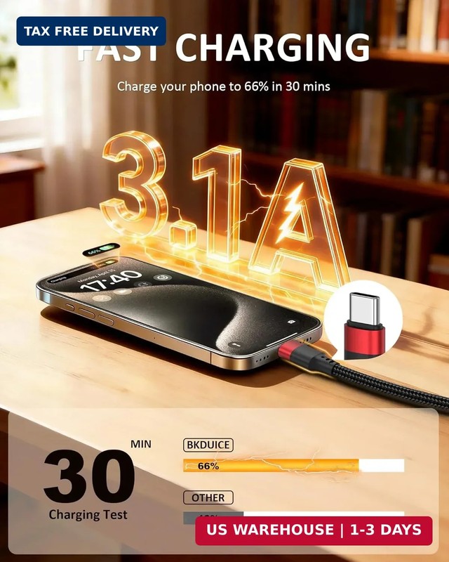 USB to USB C Cable 3ft, 2 Pack USB A to USBC Cable, Braided Type C Charger Cord gallery