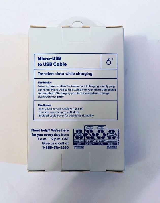 Connect onn Micro-USB to USB Cable 6’-Brand New gallery