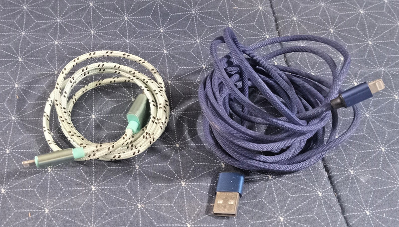 Two Apple USB Cables 39 in and 112 in Untested