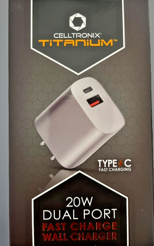 New 20W Dual Port Fast Charge Wall Charger USB-C Port Type-C 50% In 30 Min. GaN