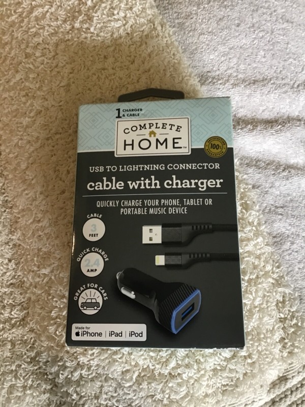 Complete Home Micro USB Cable With Charger - 3 Foot - #320729, orig msrp $20.99