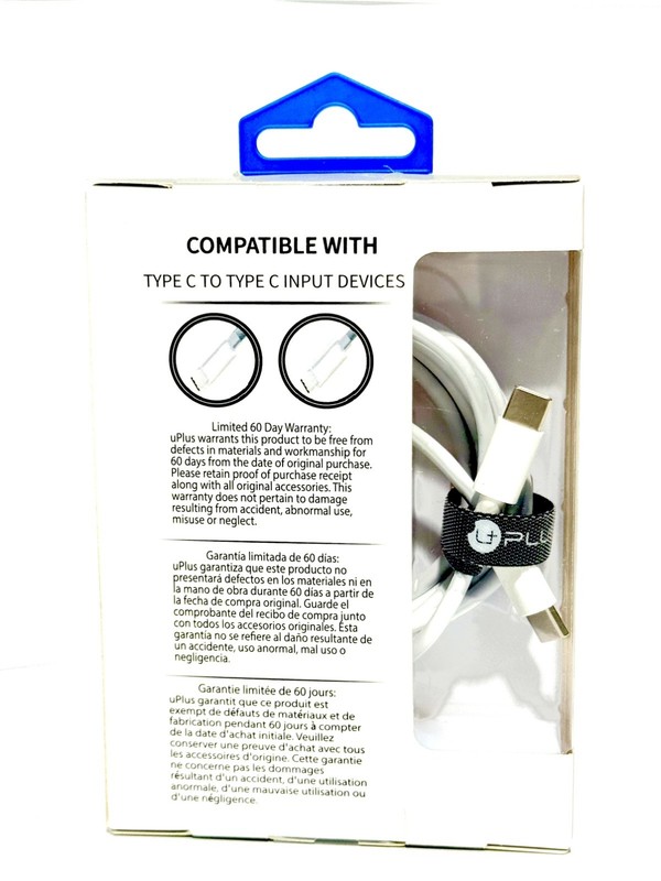 3 Pack Type C to Type C Cable 6ft White for Samsung Apple LG HTC Google Huawei gallery