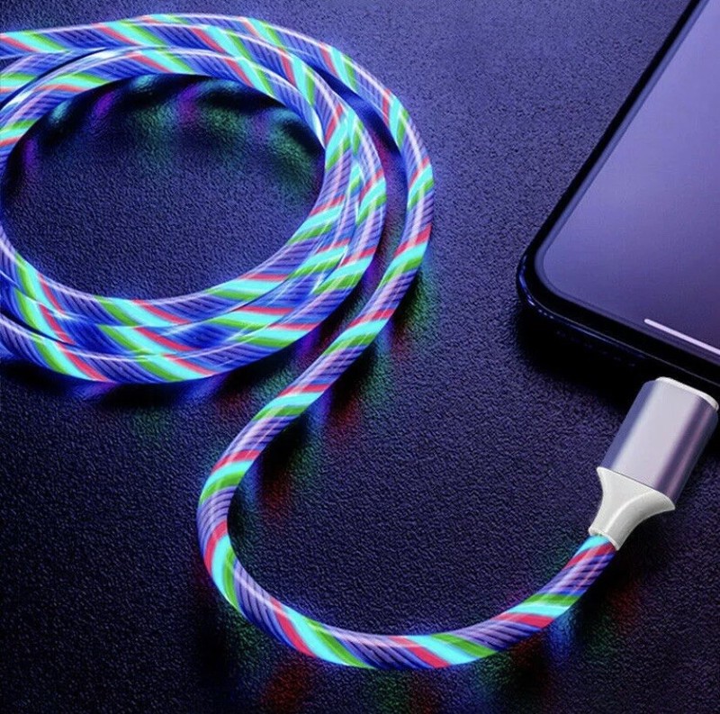 New LED Light Up Flowing Magnetic Fast Charging Charger Cable Cord Micro Type-C gallery