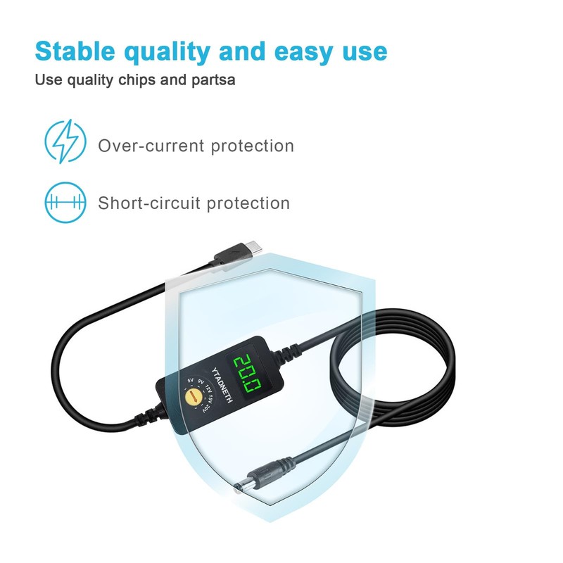 Universal USB C to DC Adapter, Barrel PD Trigger Cable, USB-C to DC 5V 9V 12V... gallery