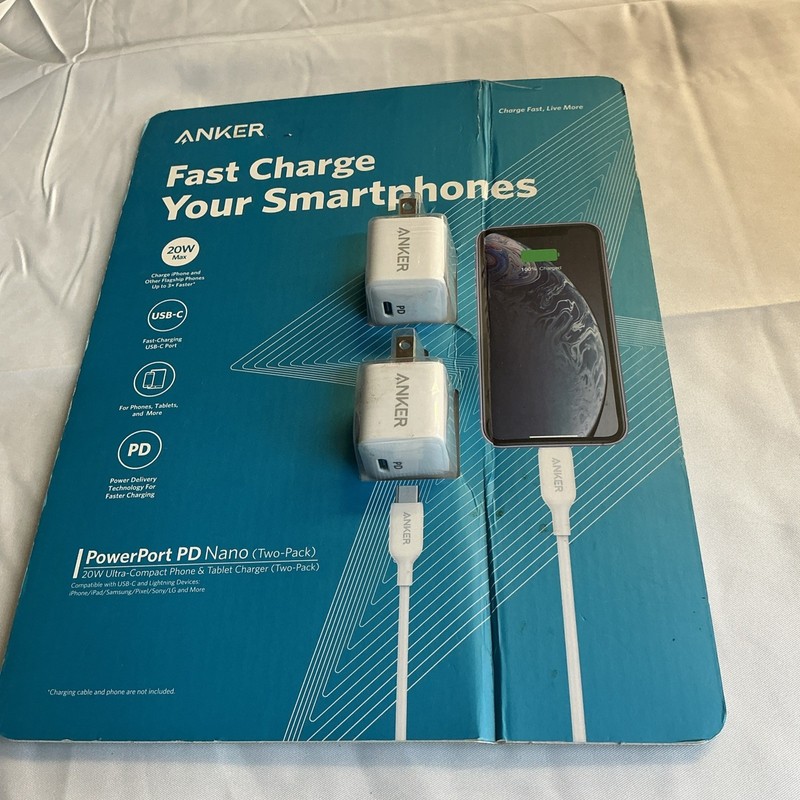 Anker USB C Charger, Anker 2-Pack Fast Charger with Foldable Plug 20W