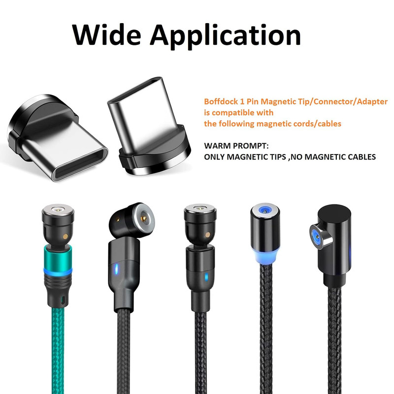 Magnetic Type C Tips with 1-Pin - 10Pcs Connector Tips Head without Charging Cor gallery