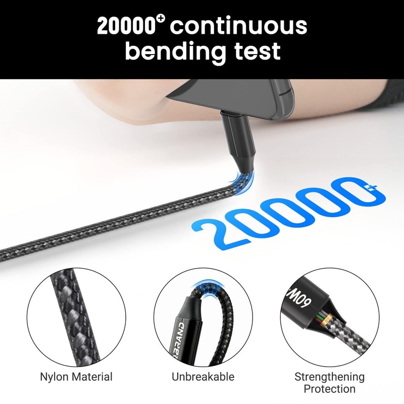 3-Pack Braided USB C to Type-C Fast Charging Data SYNC Charger Cable 3/6/10FT gallery
