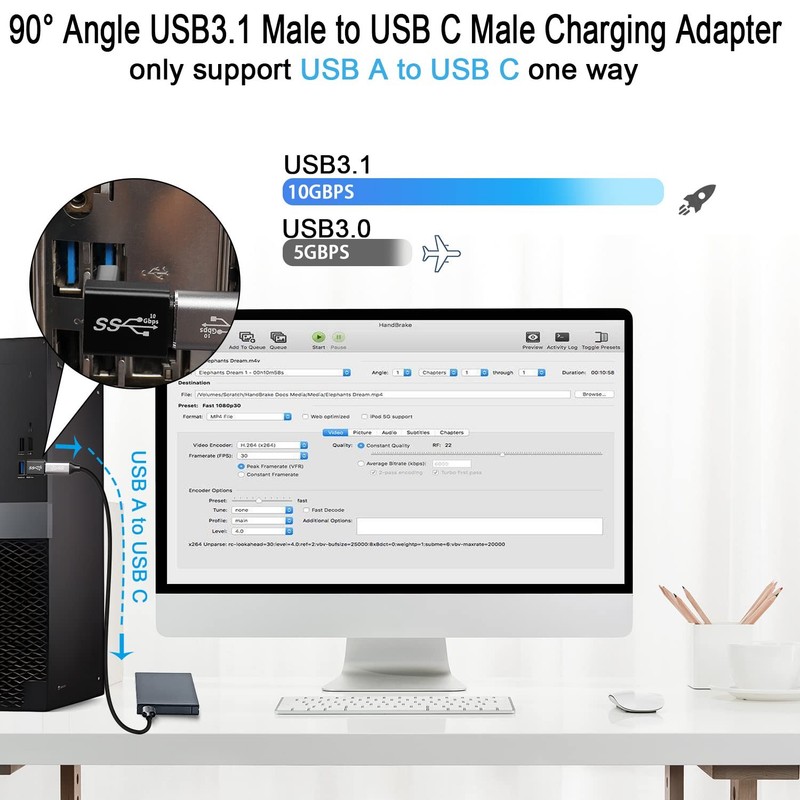 4 PCS 90 Angle USB 3.1 Male to TypeC Male Charging Adapter Data Plug 10Gbps gallery