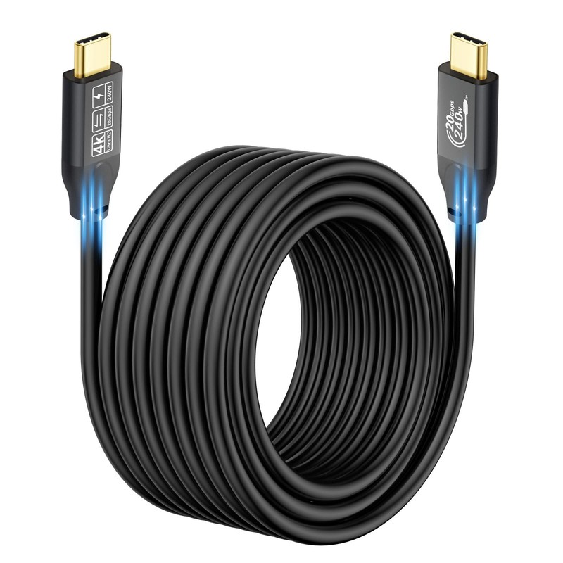 USB C 3.2 Gen 2 Cable, 16.5FT 20Gbps Type C 4K60Hz UHD Video 5A/240W PD3.1 Fa…